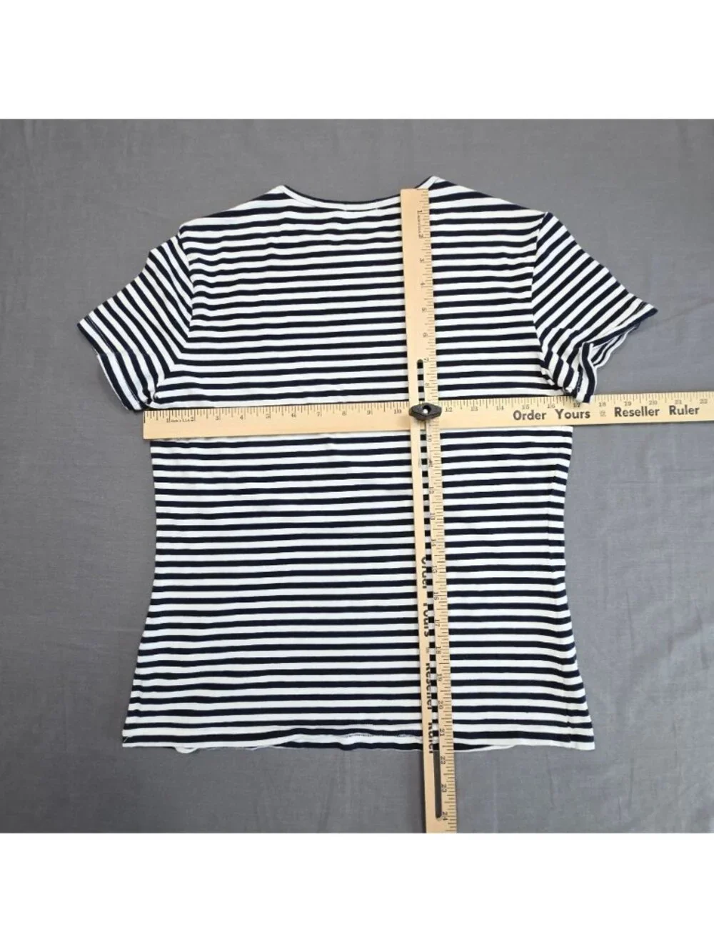 J McLaughlin M Nautical Striped Short Sleeve Top Navy/White Classic Cotton Modal - Picture 4 of 4